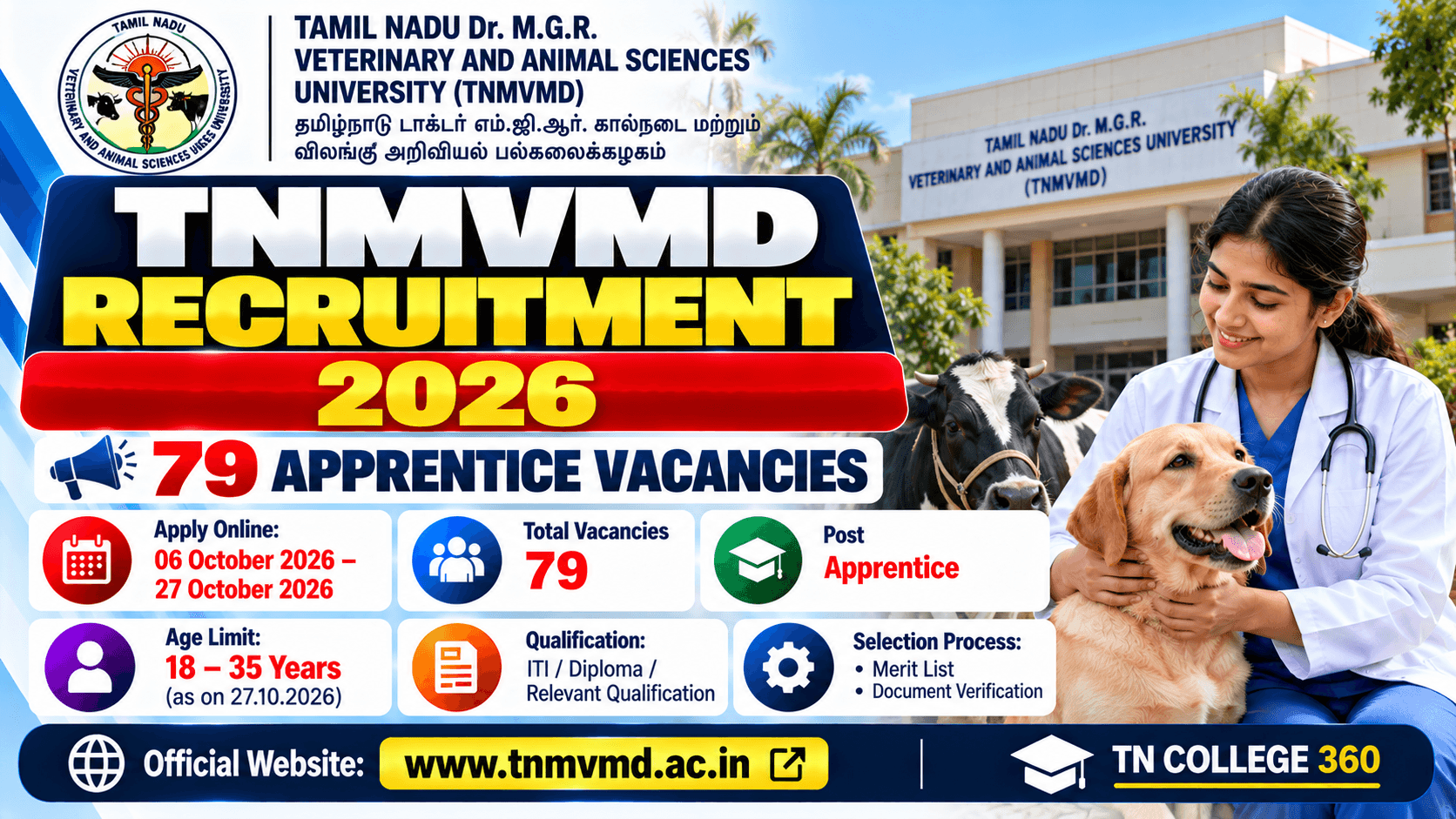 TNMVMD Recruitment 2026: 79 Apprentice Vacancies